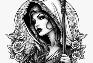 grim reaper pinup tattoo idea