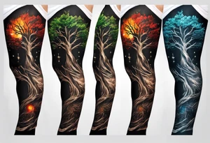 A religious forearm tattoo portraying a tree progressing from death to life tattoo idea