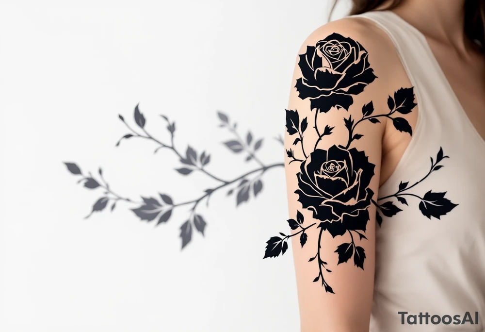 Simple black roses silhouette, no shading or color, for a bold minimalist look. tattoo idea
