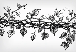 poison oak vines wrapped around barbed wire in a straight line tattoo idea