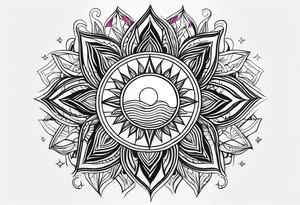 elif letter
 and sun tattoo idea