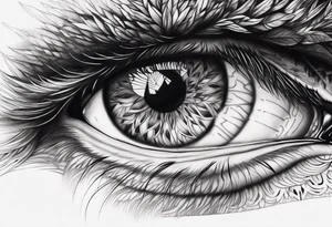 Half Lion eye half wolf eye tattoo idea