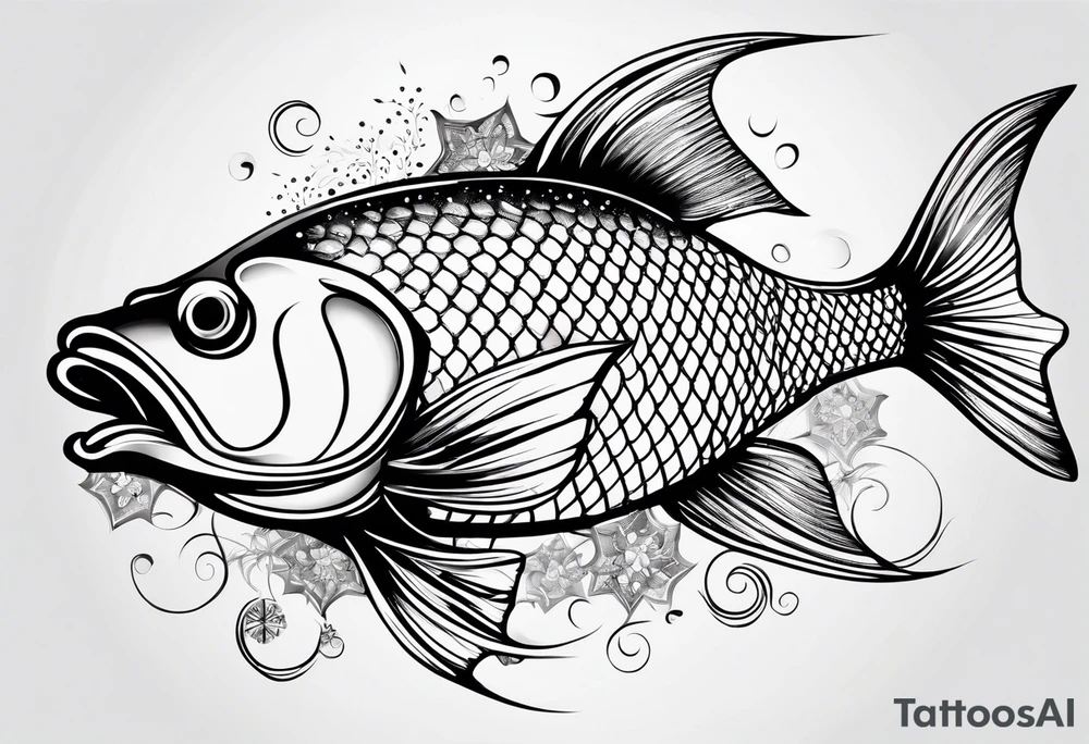 Constellation, animal fish carp kaoi, snowflake tattoo idea