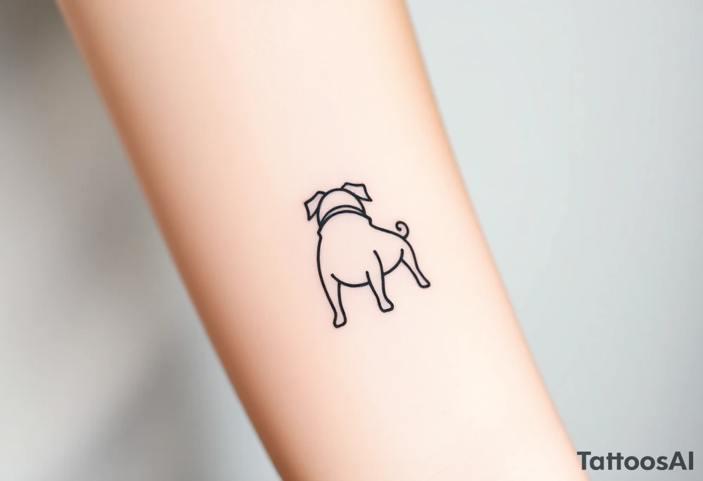 Small pug outline from behind tattoo idea