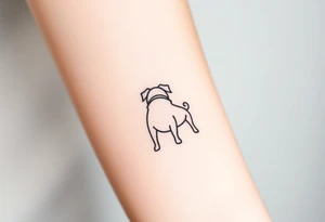 Small pug outline from behind tattoo idea