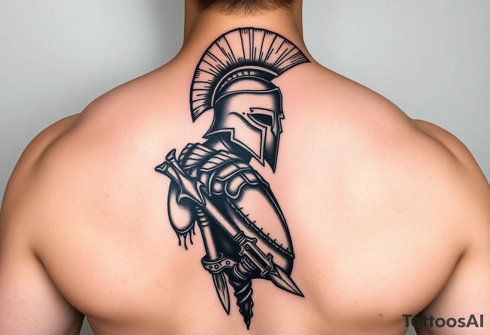 Spartan warrior protecting, guiding, leading, and defining the path for the ones he loves tattoo idea