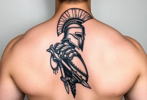Spartan warrior protecting, guiding, leading, and defining the path for the ones he loves tattoo idea