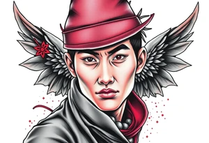 Handsome Asian young guy is a witch fighter tattoo idea