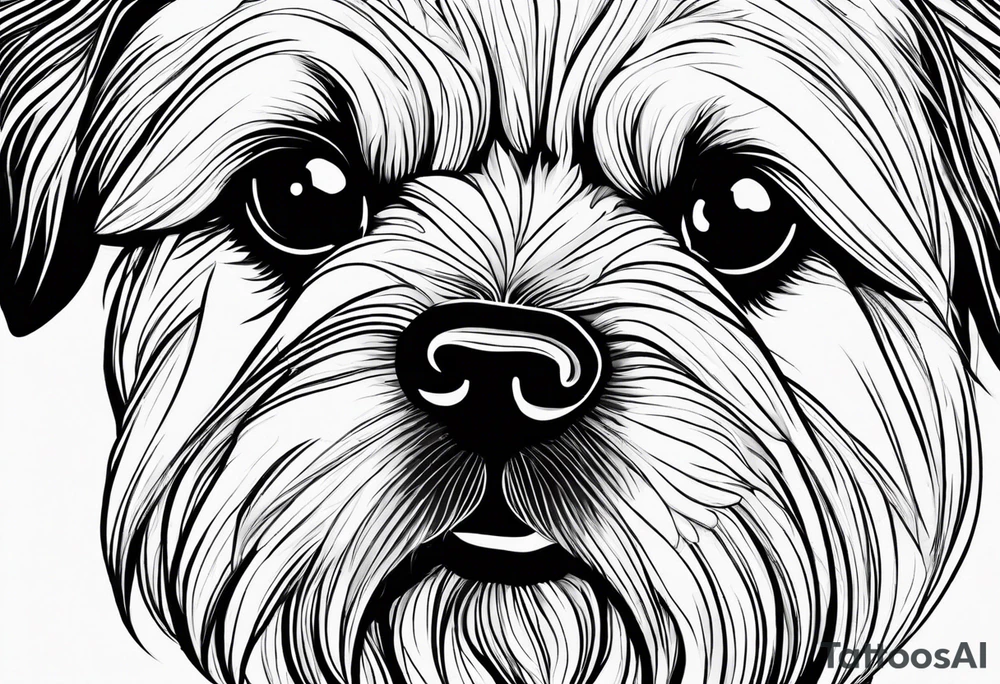 The contour of the face of a pekingese with shih tzu mixed race god. Nothing besides the face. As minimalist as possible. More minimalist! Make it a one line drawing. tattoo idea