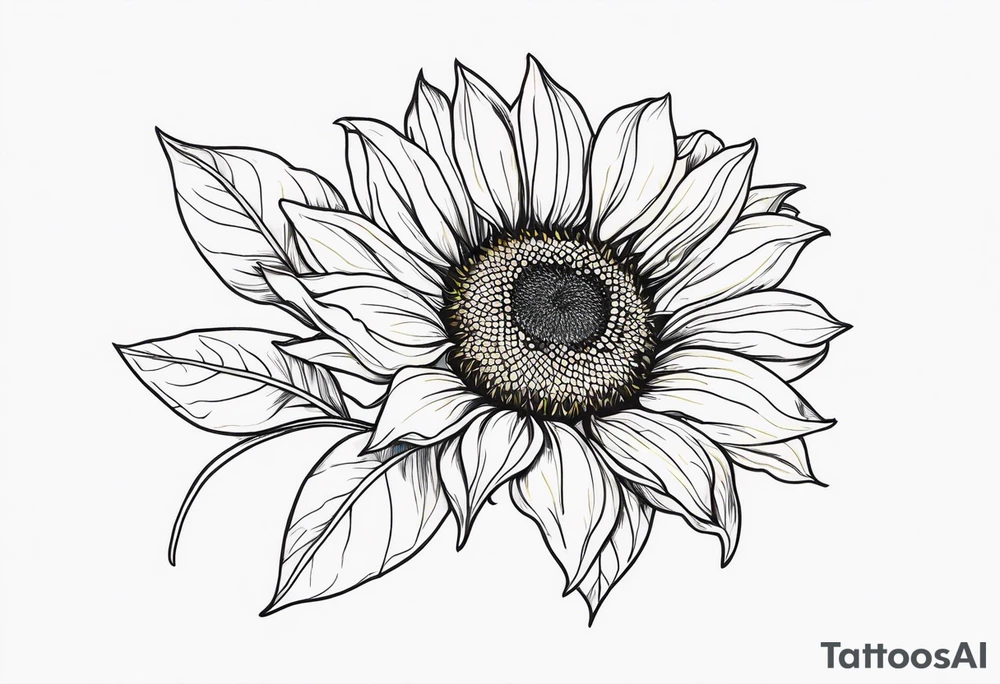 a yellow sunflower bloom with blue highlights tattoo idea