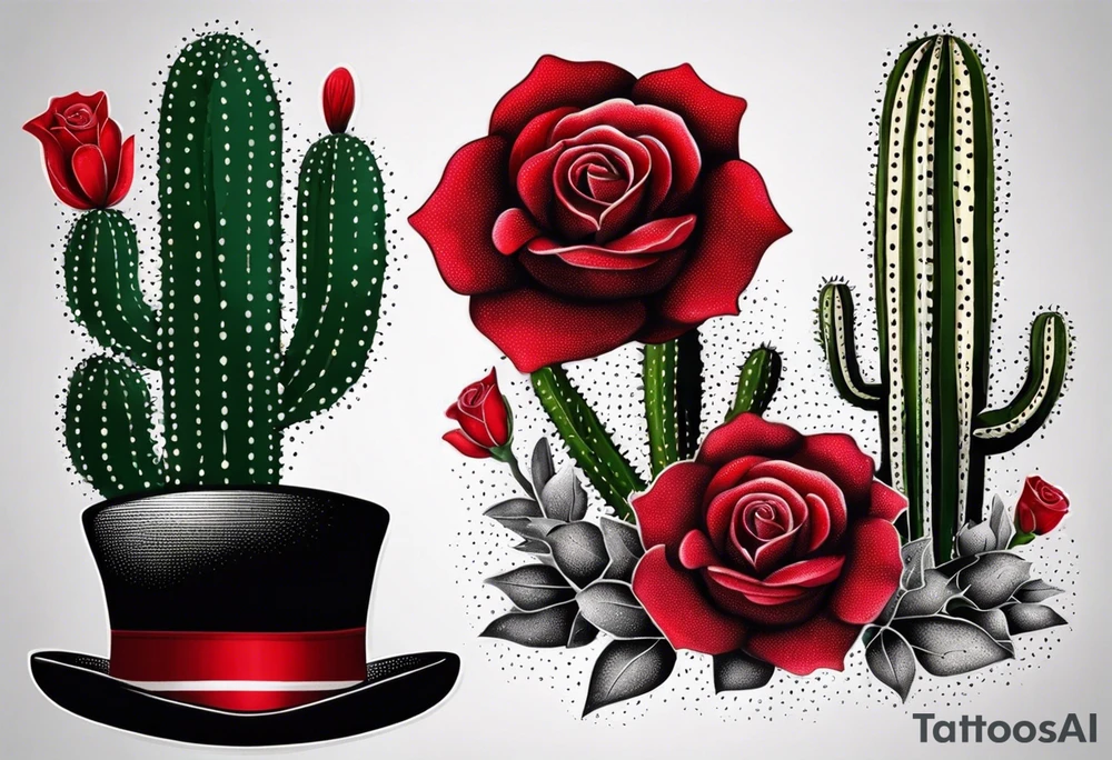 Mexican hat
red rose
day of dead
cactus
masonic tattoo idea