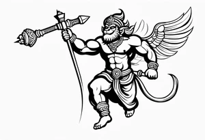 hanuman flying holding his mace (no wings) tattoo idea