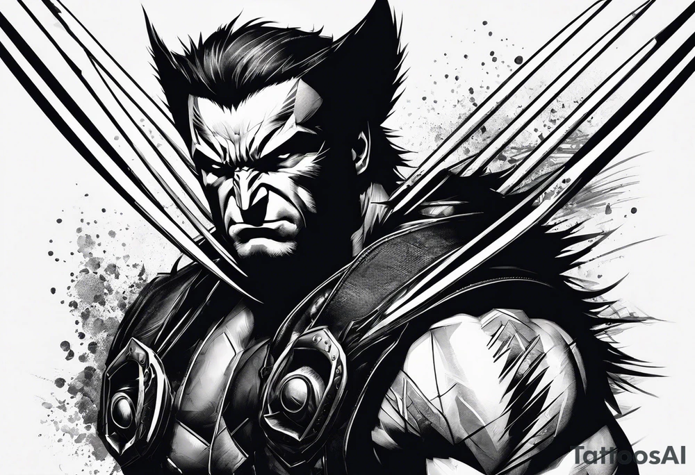 wolverine com suas garras no estilo Sketch tattoo idea