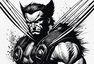 wolverine com suas garras no estilo Sketch tattoo idea