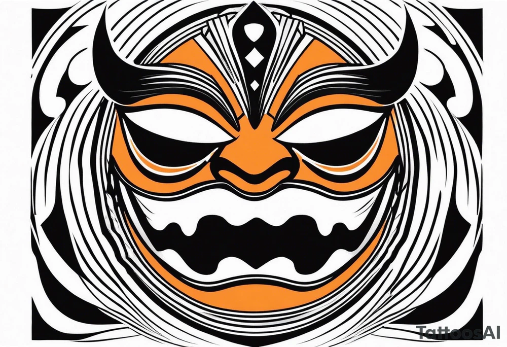 Laughing mask that is orange and black simplistic tattoo idea
