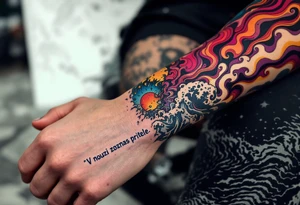 „V nouzi poznas pritele.“ — Stormy seas, one tattooed with the quote in navy ink across the wrist. tattoo idea