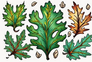 an oak leaf in the spring done Neo traditional tattoo idea
