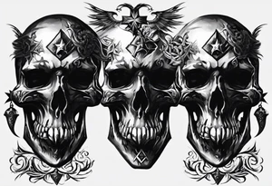Un crâne assez hardcore avec une iroquoise sur le crâne style punk/métal avec des flammes derrière et avec 2 os qui forment une croix tattoo idea