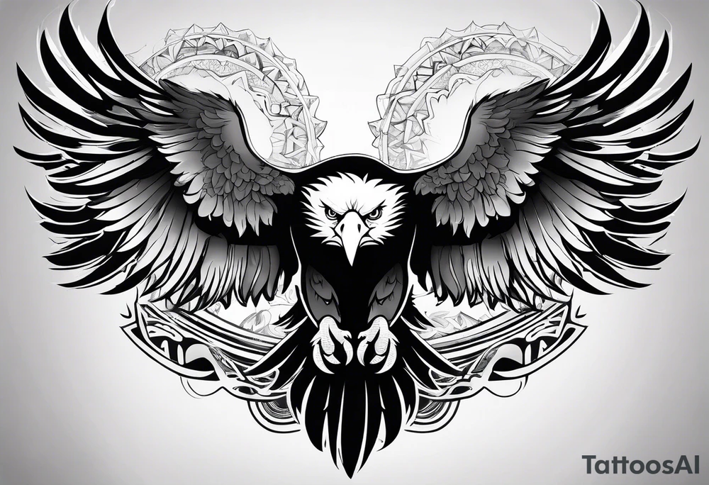 Arm sleeve eagles tattoo idea