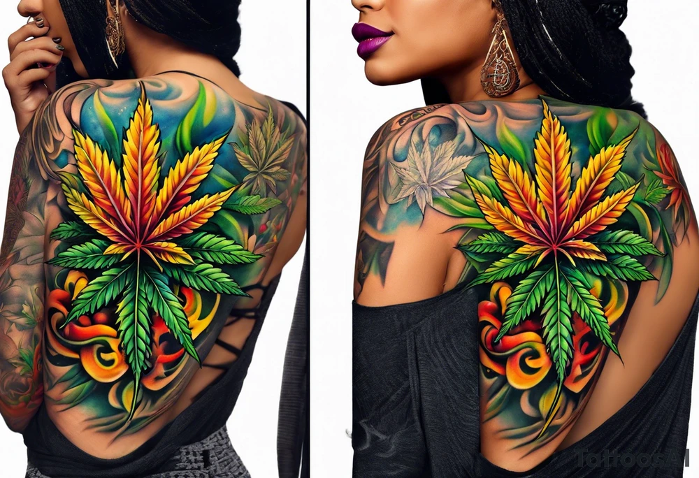 Black Goddess of marijuana tattoo idea
