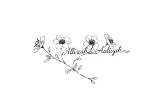 mother of 3 girls flowers names in stem Addy, Alizah, Aaliyah tattoo idea