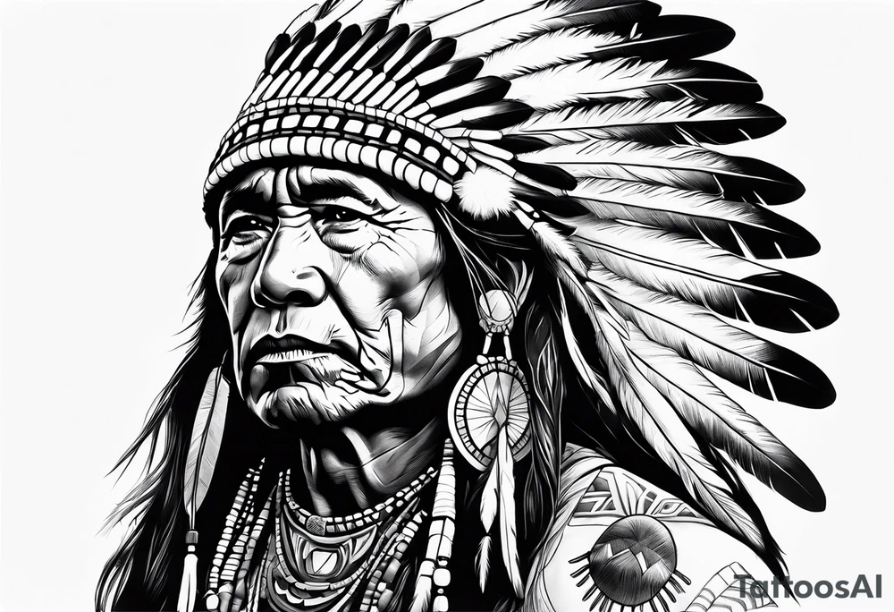 Tohono Oʼodham Native American tribe tattoo idea