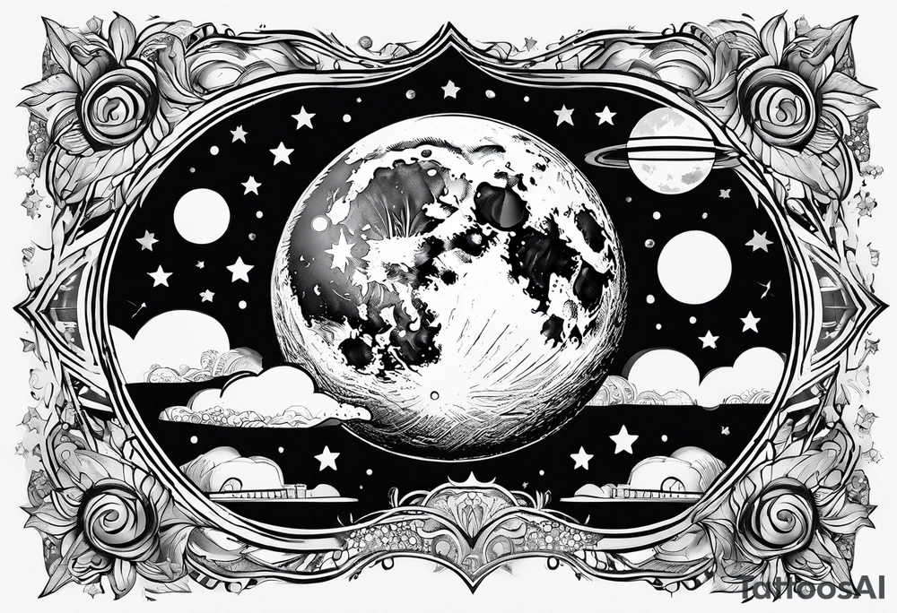 Moon phases stars clouds tattoo idea