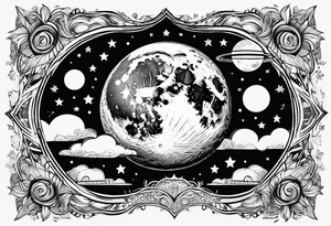Moon phases stars clouds tattoo idea