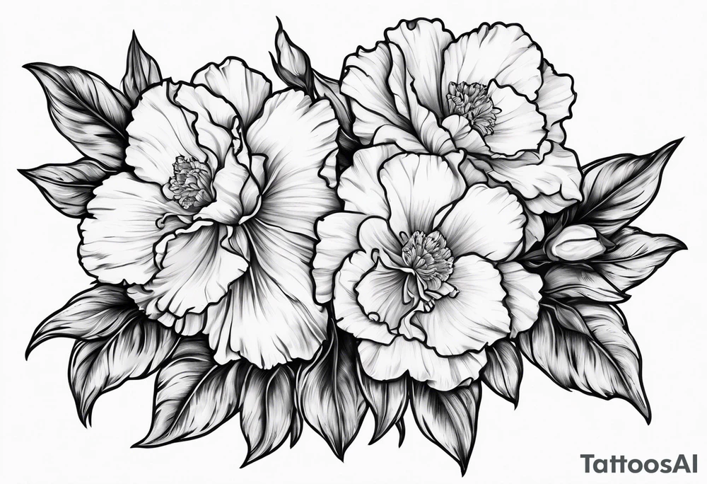 Two carnations and Two daffodils tattoo idea