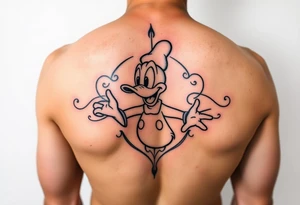 Disney sleeve in color with Donald Duck in the middle for a male tattoo idea