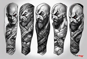 full arm sleeve tattoo
angry kratos from god of war
betrayal theme
clouds and thunder tattoo idea