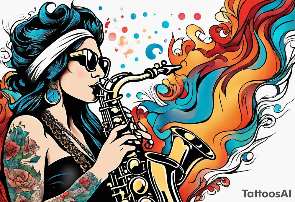 fire sneak surroundin a suggested soprano sax and with some elements of the see around tattoo idea