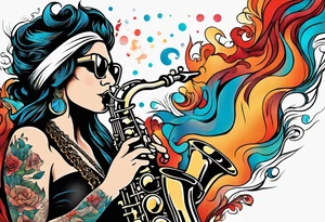 fire sneak surroundin a suggested soprano sax and with some elements of the see around tattoo idea