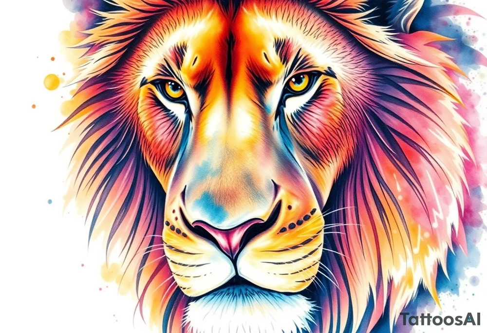 powerful majestic lion, close-up tattoo idea