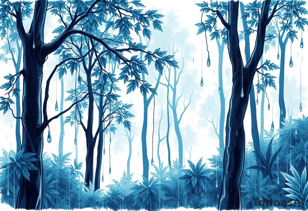 rain forest background
blue rain drops tattoo idea