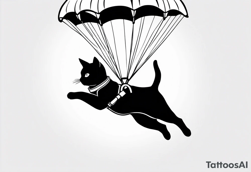 a cat parachuting after skydiving tattoo idea