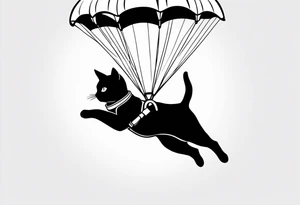 a cat parachuting after skydiving tattoo idea