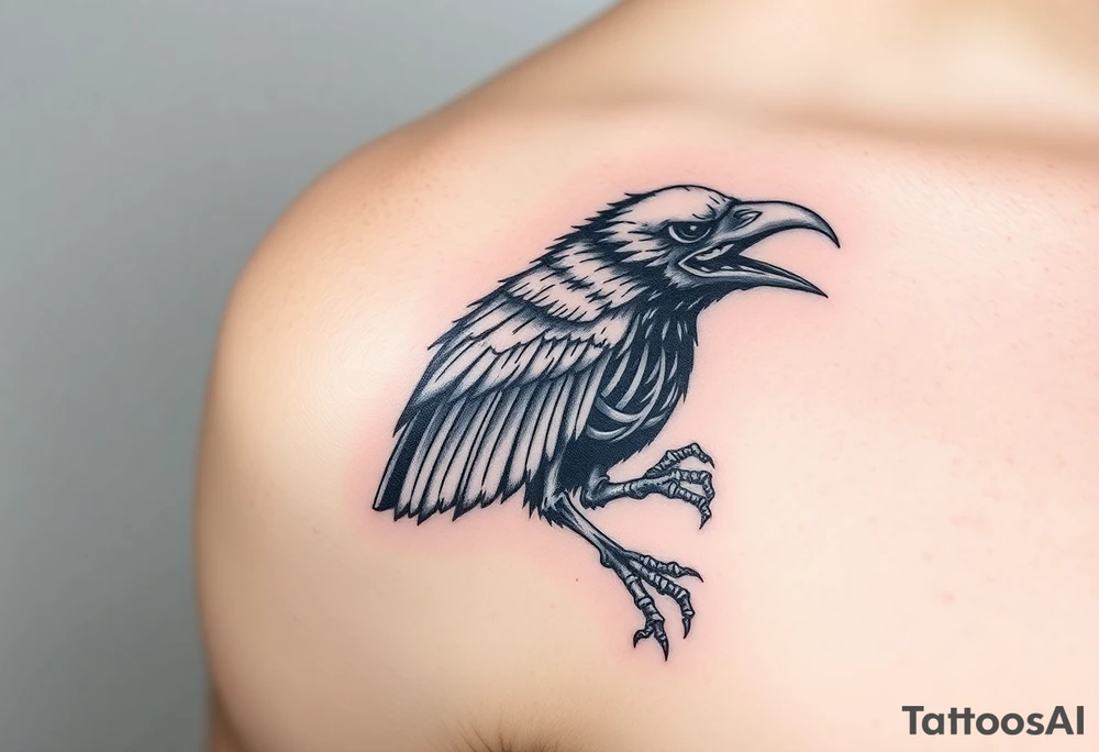 Powerful mythical creature that is half raven skeleton half peackock tattoo idea Powerful mythical creature that is half raven skeleton half peackock tattoo idea
