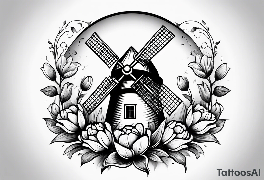 windmill and tulip tattoo idea