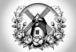 windmill and tulip tattoo idea