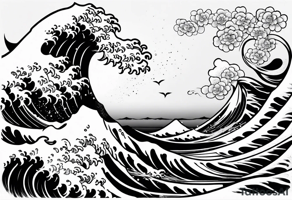 a japanese type of waves with samurai tattoo idea