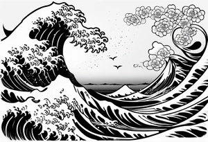 a japanese type of waves with samurai tattoo idea