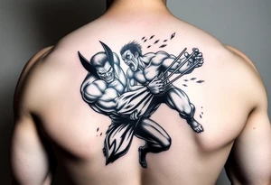 Marvels Wolverine fighting the incredible hulk tattoo idea