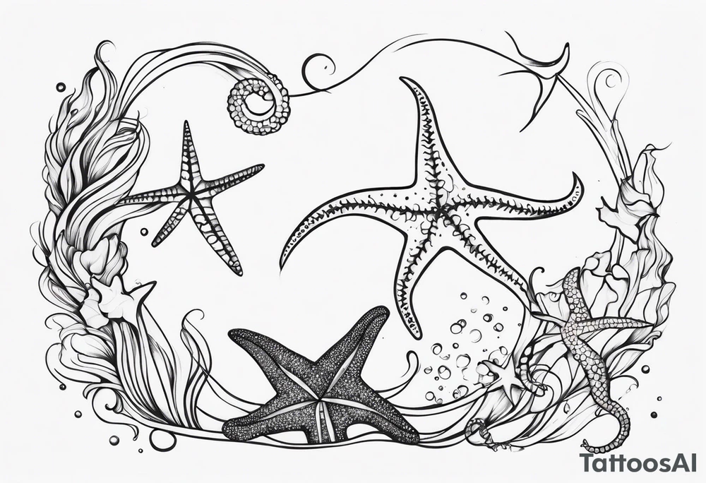 Star fish and sea horse tattoo idea