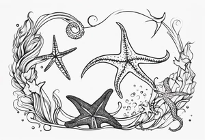 Star fish and sea horse tattoo idea