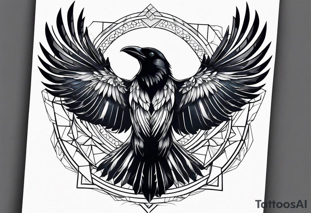 crow with open wings tattoo idea