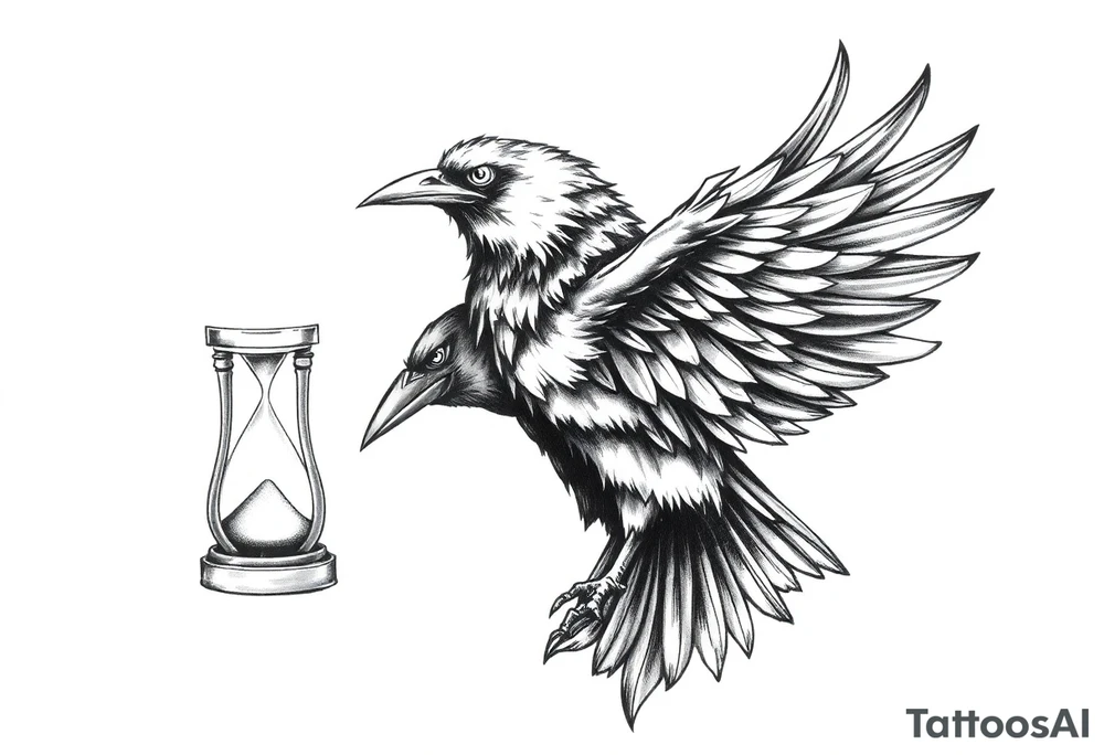 a raven and a hourglass. tattoo idea