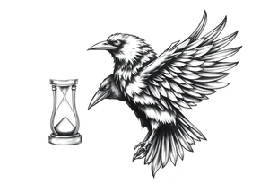 a raven and a hourglass. tattoo idea