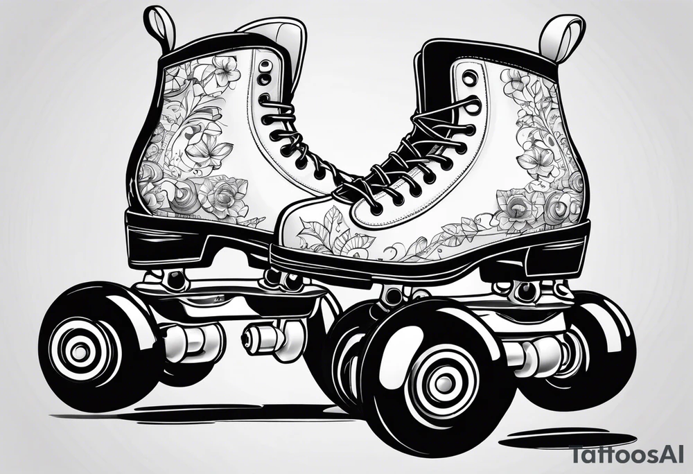 Rollerskates with music notes tattoo idea