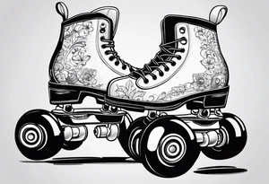 Rollerskates with music notes tattoo idea